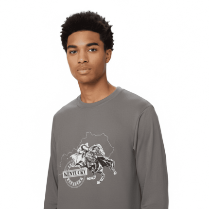 Men’s Derby Heavyweight Long Sleeve T-Shirt – 100% Cotton Loose Fit Vintage White Workwear Crew Neck Tee