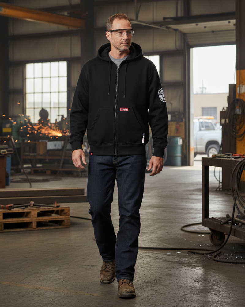 FR Full-Zip Hoodie Sweatshirt – NFPA 2112 Certified | 100% Cotton Flame Resistant Workwear
