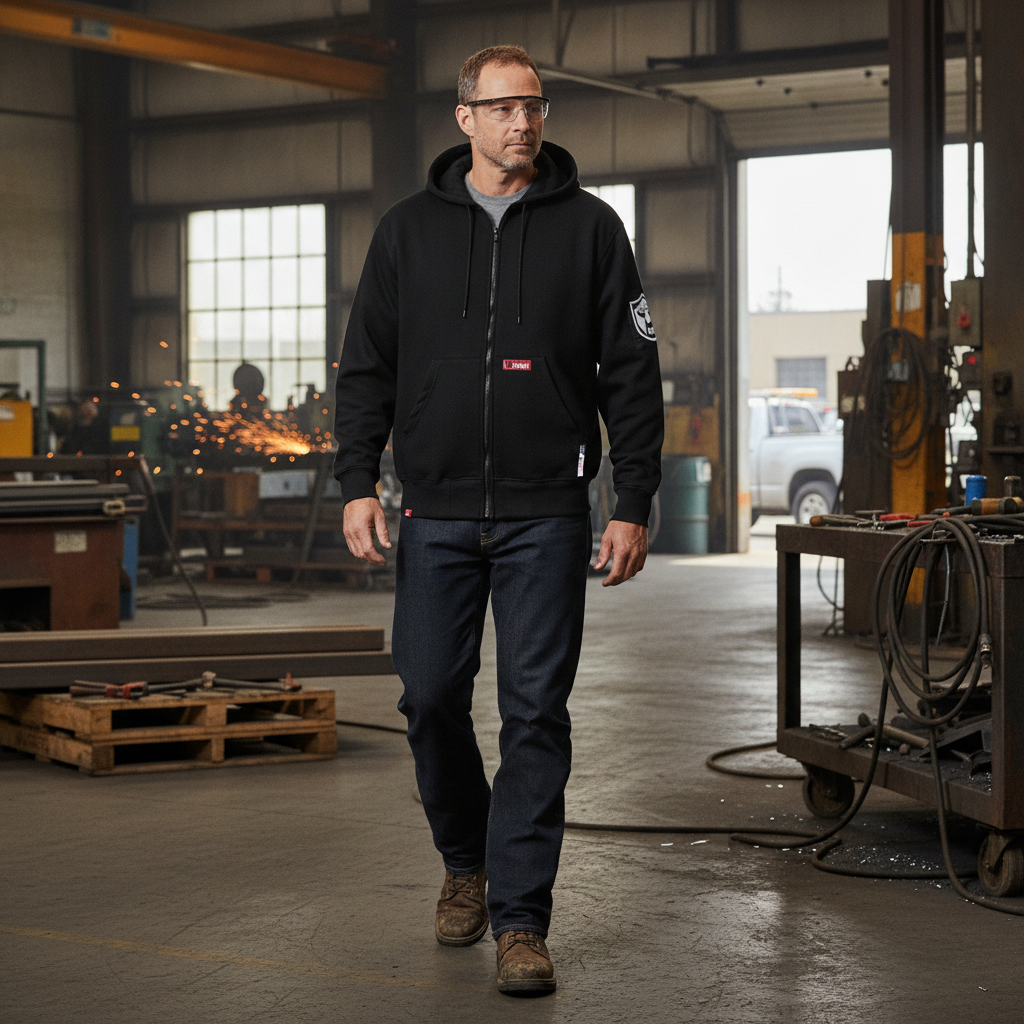 FR Full-Zip Hoodie Sweatshirt – NFPA 2112 Certified | 100% Cotton Flame Resistant Workwear