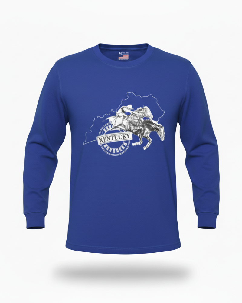 Men’s Derby Heavyweight Long Sleeve T-Shirt – 100% Cotton Loose Fit Vintage White Workwear Crew Neck Tee