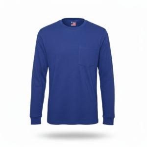 Men’s POCKET TEE Heavyweight Long Sleeve T-Shirt – 100% Cotton Workwear Crew Neck