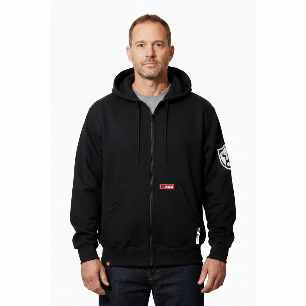 FR Full-Zip Hoodie Sweatshirt – NFPA 2112 Certified | 100% Cotton Flame Resistant Workwear