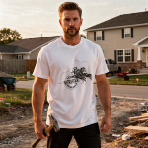 MEN’S DERBY HALF ARM T-SHIRT – 100% COTTON LOOSE FIT WORKWEAR CREW NECK TEE