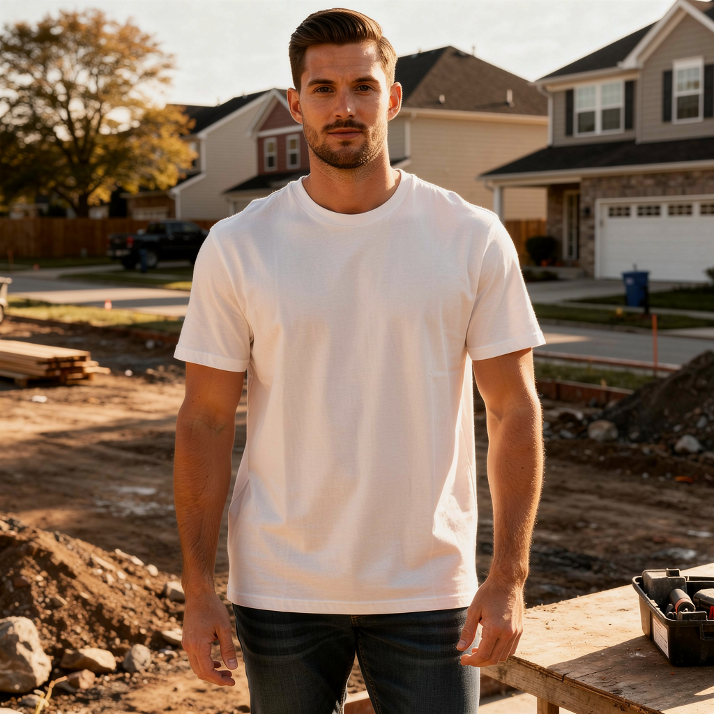MEN’S PLAIN HALF ARM T-SHIRT – 100% COTTON LOOSE FIT WORKWEAR CREW NECK TEE
