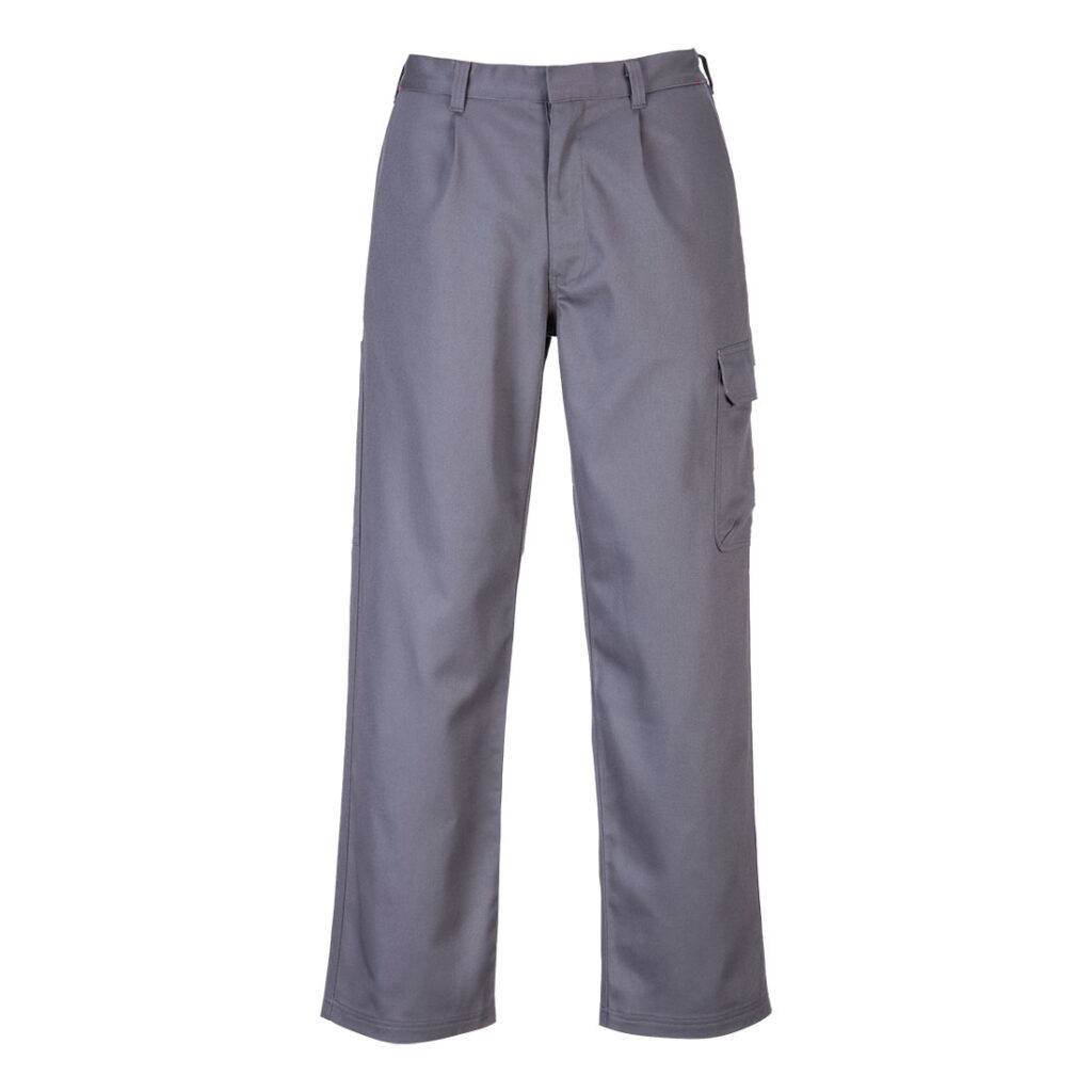 Portwest BZ31 Flame Resistant Cargo Pants in Grey, front view