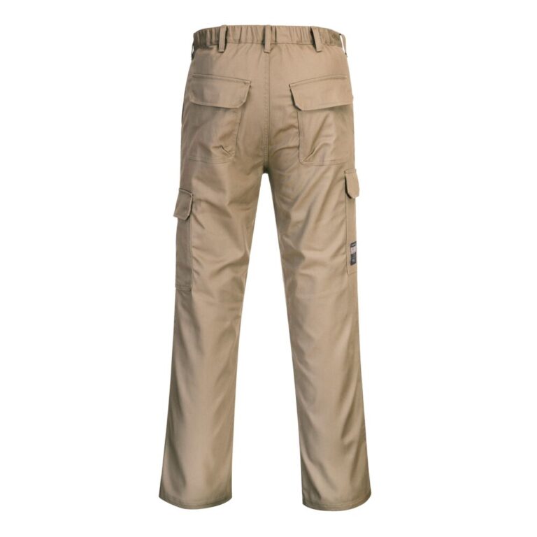 Portwest BZ31 Flame Resistant Cargo Pants in Khaki, Tall fit, back view