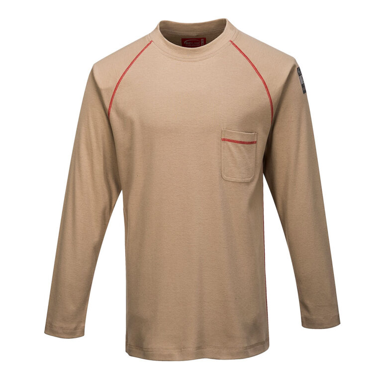 Portwest FR01 Flame Resistant Crew Neck in Khaki, front view