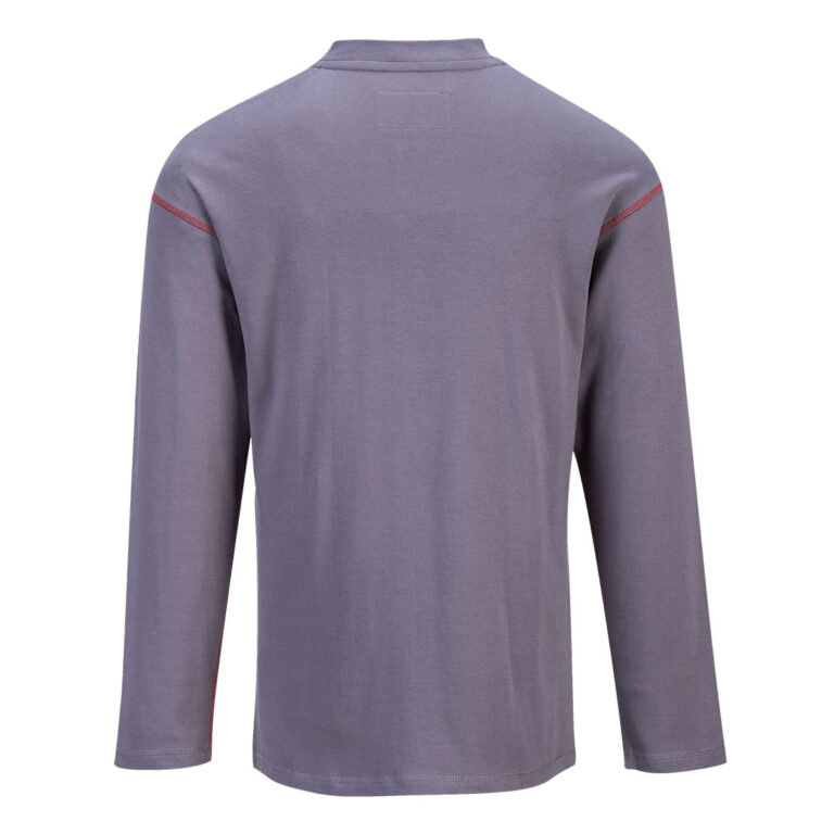 Portwest FR02 Flame Resistant Henley in Grey, back view