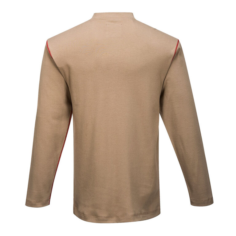 Portwest FR02 Flame Resistant Henley in Khaki, back view