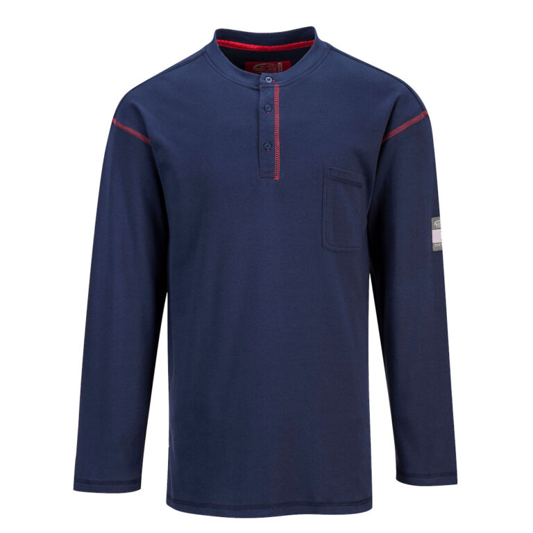 Portwest FR02 Flame Resistant Henley in Navy, front view