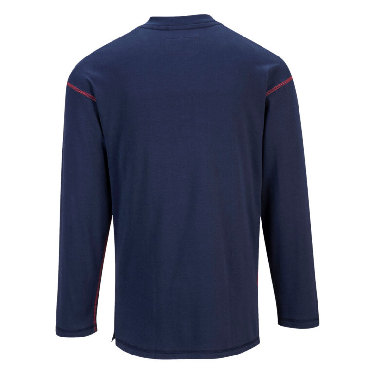 Portwest FR02 Flame Resistant Henley in Navy, back view