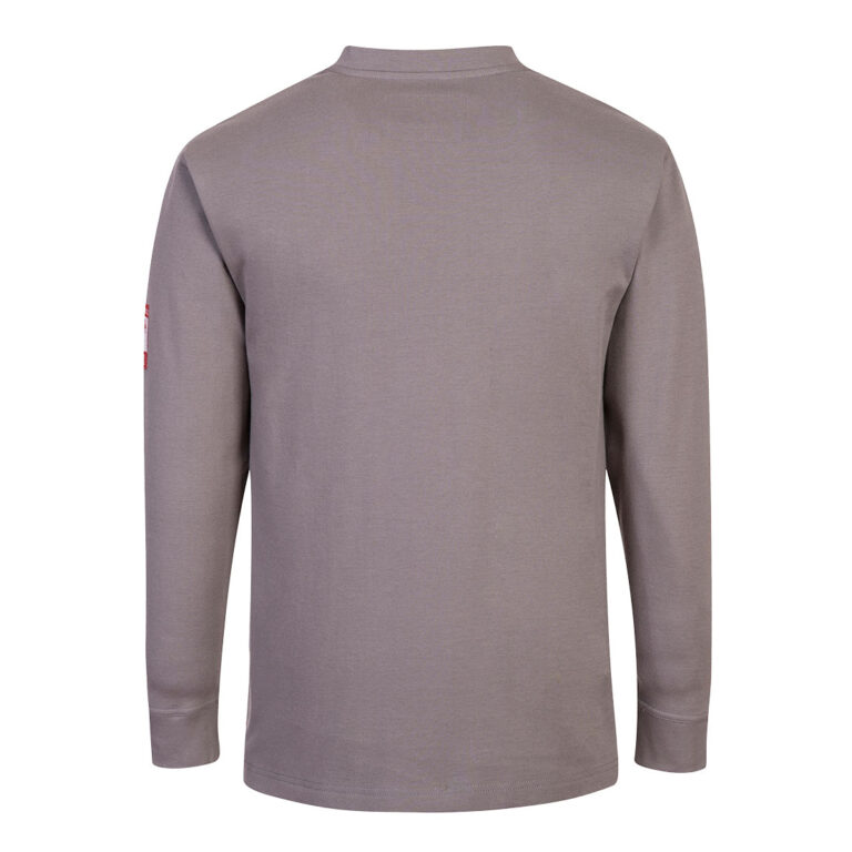 Portwest FR32 Flame Resistant Long Sleeve Henley in Grey, back view