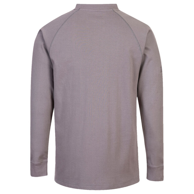 Portwest FR33 Flame Resistant Long Sleeve T-Shirt in Grey, back view