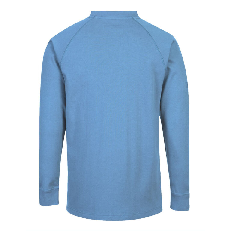 Portwest FR33 Flame Resistant Long Sleeve T-Shirt in Lake Blue, back view
