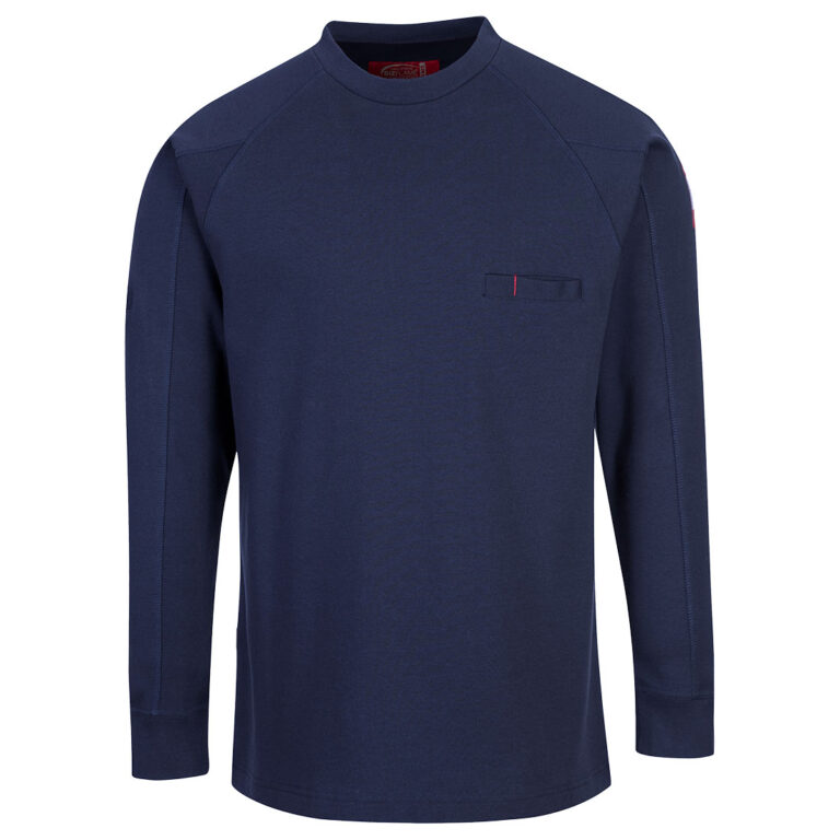 Portwest FR33 Flame Resistant Long Sleeve T-Shirt in Navy, front view