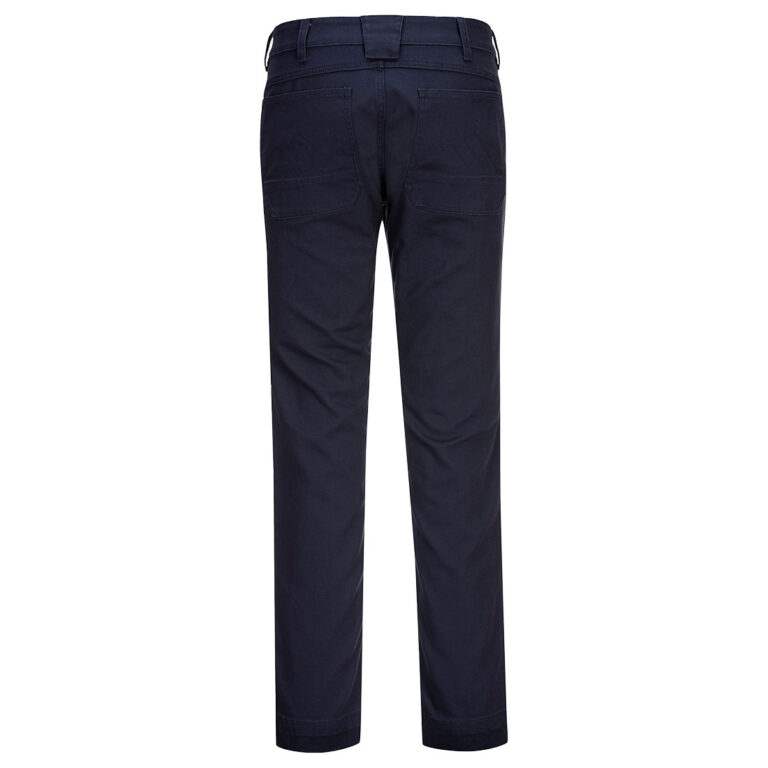 Portwest FR404 Slim Fit Flex Flame Resistant Work Pants in Navy, back view