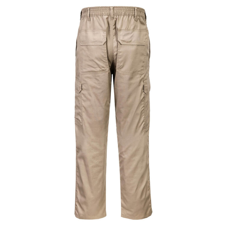Portwest FR421 Flame Resistant Work Pants in Khaki, back view