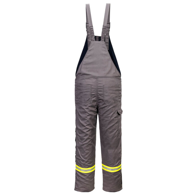 Portwest FR422 Insulated Flame Resistant Bib Overall in Grey, back view