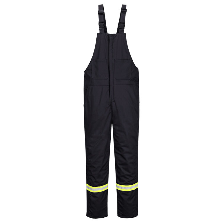 Portwest FR429 Insulated Flame Resistant Winter Bib Pants in Navy, Tall fit, front view