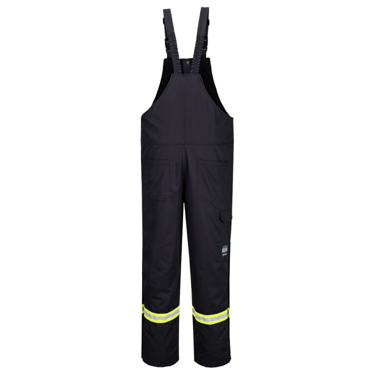 Portwest FR429 Insulated Flame Resistant Winter Bib Pants in Navy, Tall fit, back view