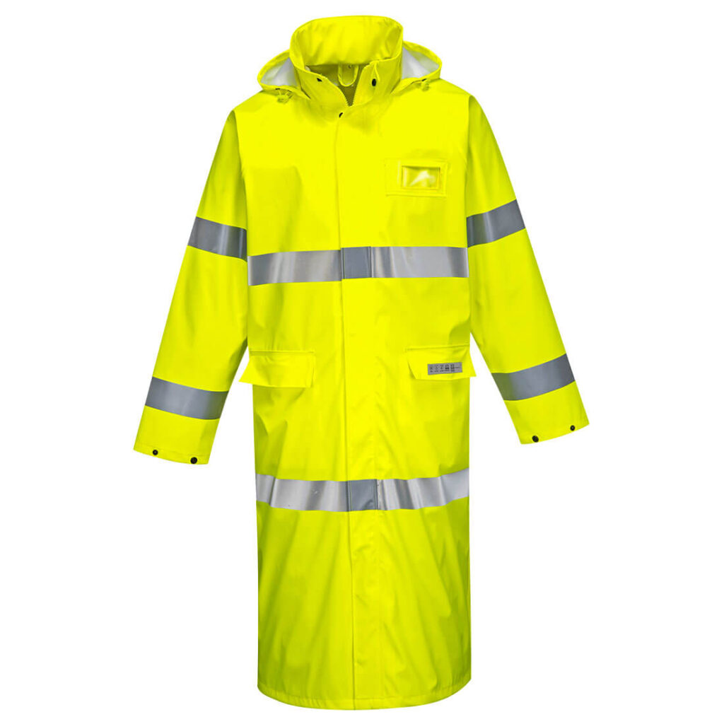 Portwest FR44 Waterproof Hi-Vis Flame Resistant Coat in Yellow, front view