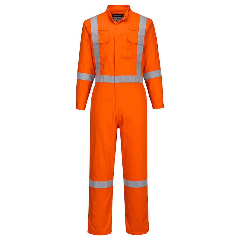 Portwest FR510 Hi-Vis Orange X-Back Flame Resistant Coverall in Orange, front view