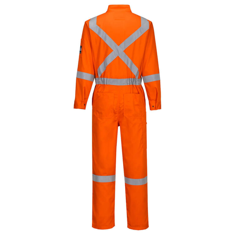 Portwest FR510 Hi-Vis Orange X-Back Flame Resistant Coverall in Orange, back view