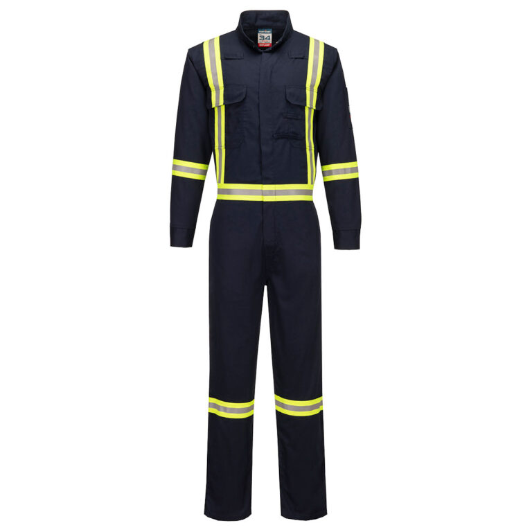 Portwest FR511 X-Back Flame Resistant Coverall in Navy, front view