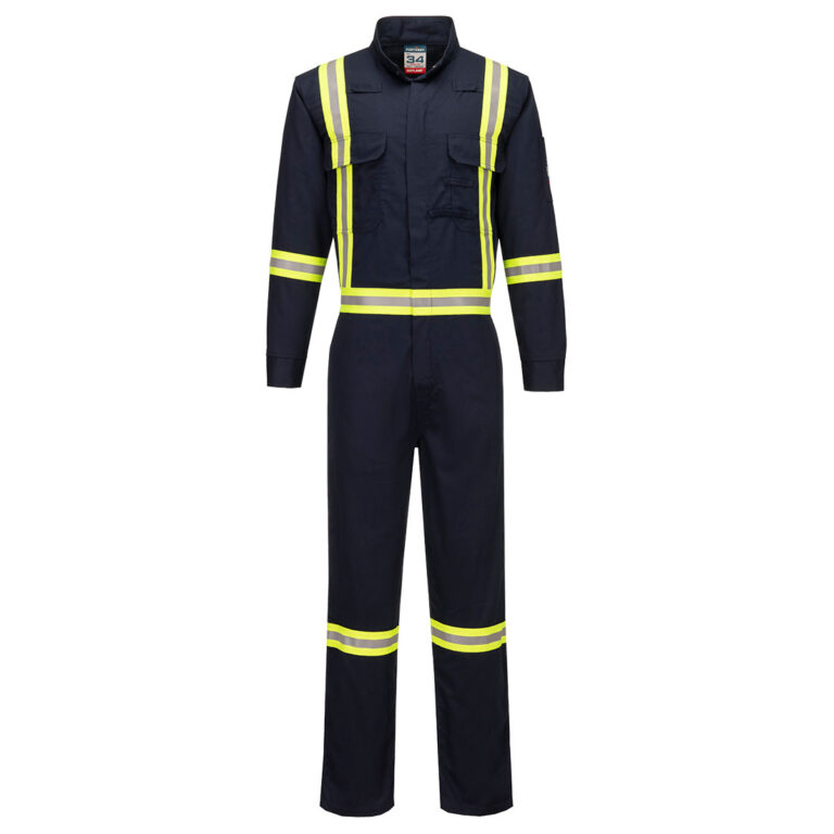 Portwest FR511 X-Back Flame Resistant Coverall in Navy, Tall fit, front view