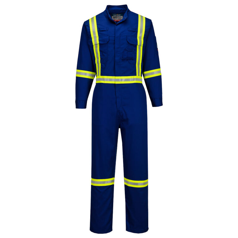 Portwest FR511 X-Back Flame Resistant Coverall in Royal Blue, Tall fit, front view