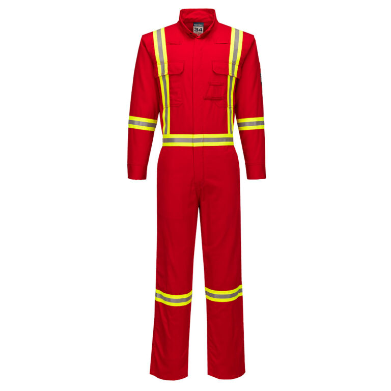Portwest FR511 X-Back Flame Resistant Coverall in Red, Tall fit, front view
