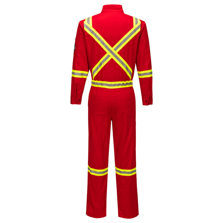 Portwest FR511 X-Back Flame Resistant Coverall in Red, Tall fit, back view