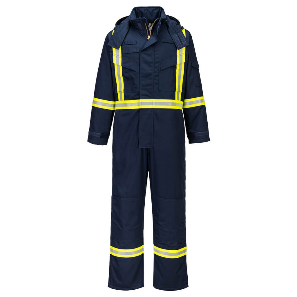 Portwest FR514 Insulated Flame Resistant Coverall in Navy, front view