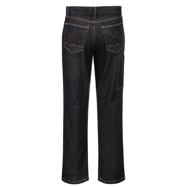 Portwest FR54 Flame Resistant Flex Jeans in Black, back view