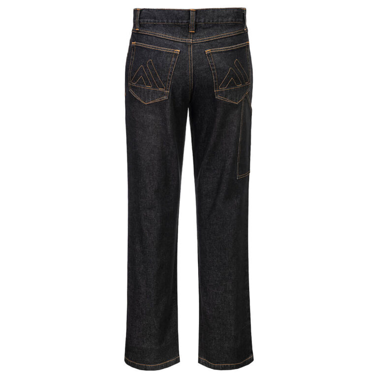 Portwest FR54 Flame Resistant Flex Jeans in Black, Tall fit, back view