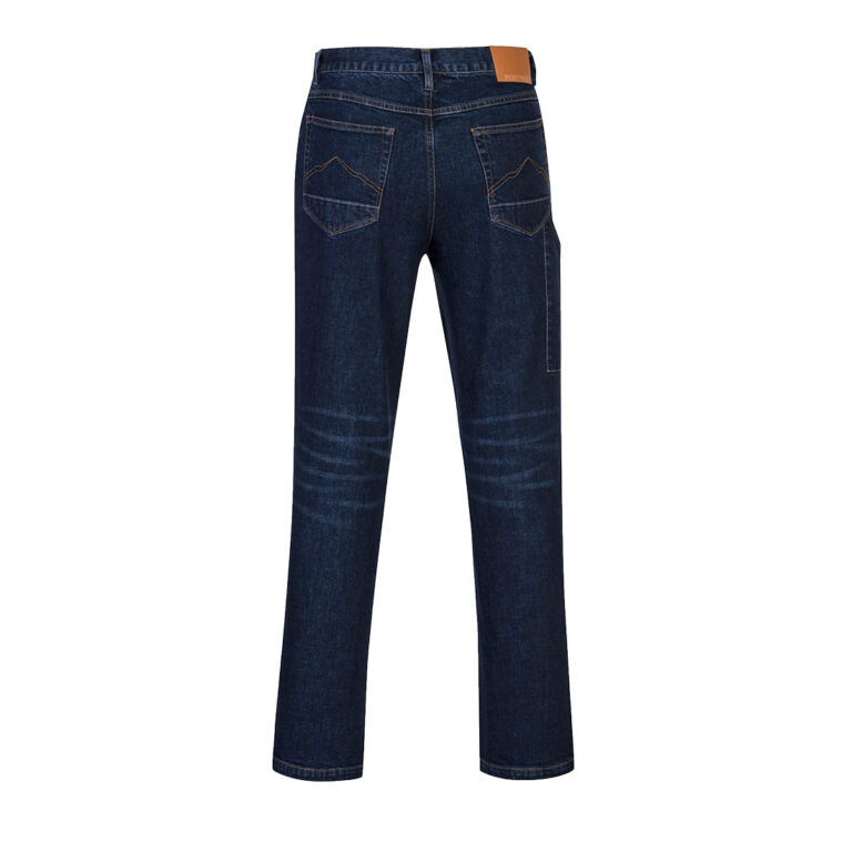 Portwest FR54 Flame Resistant Flex Jeans in Indigo, back view