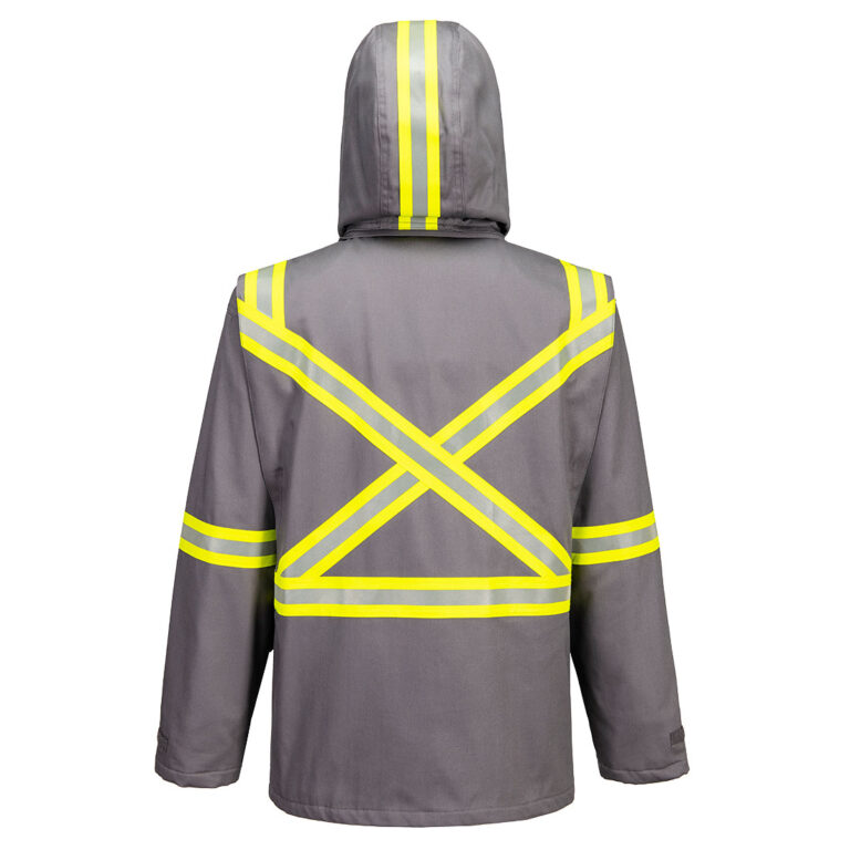 Portwest FR610 Insulated Flame Resistant Parka in Grey, back view