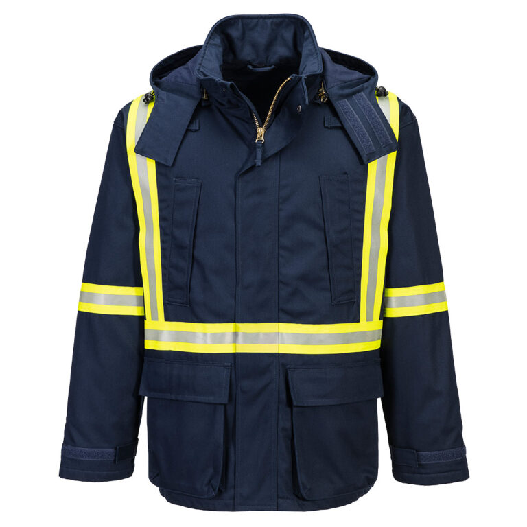 Portwest FR610 Insulated Flame Resistant Parka in Navy, front view