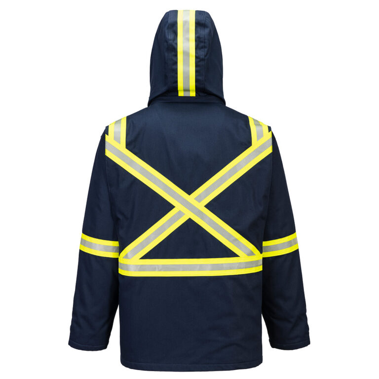 Portwest FR610 Insulated Flame Resistant Parka in Navy, back view