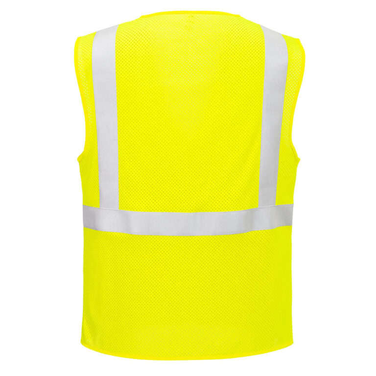 Portwest FR611 Hi-Vis Class 2 Flame Resistant Mesh Vest in Yellow, back view