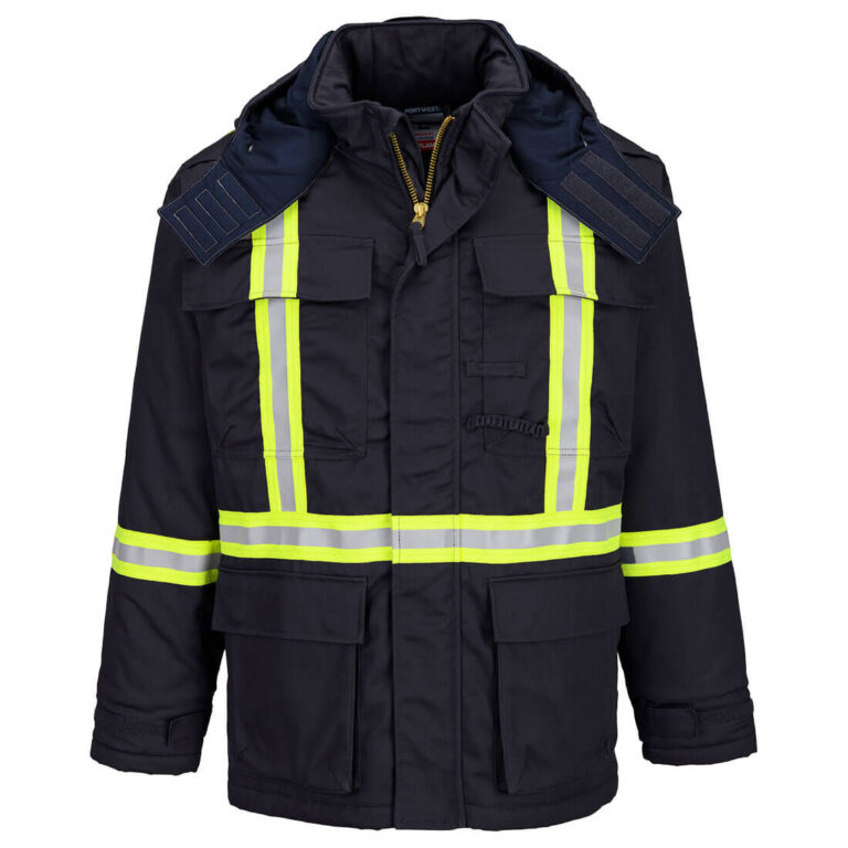 Portwest FR612 X-Back Insulated Flame Resistant Winter Parka in Navy, front view
