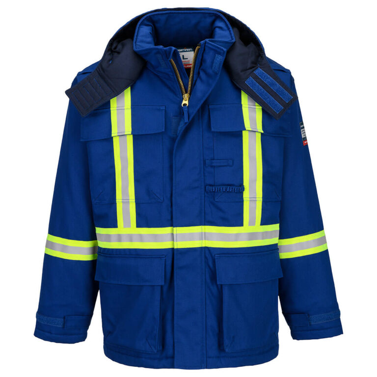 Portwest FR612 X-Back Insulated Flame Resistant Winter Parka in Royal Blue, front view