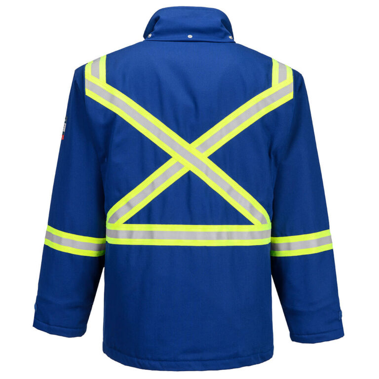 Portwest FR612 X-Back Insulated Flame Resistant Winter Parka in Royal Blue, back view