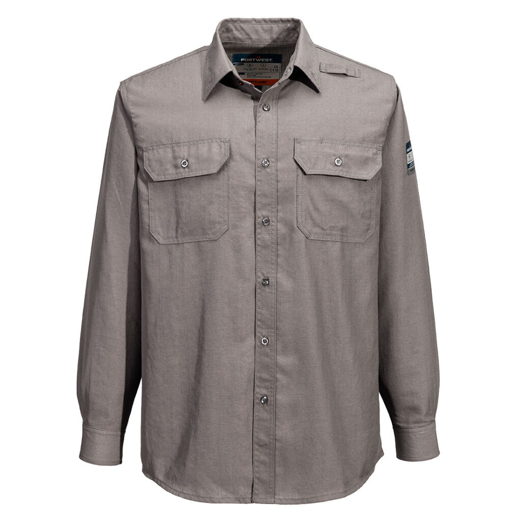 Portwest FR705 Vented Flame Resistant Shirt in Grey, front view