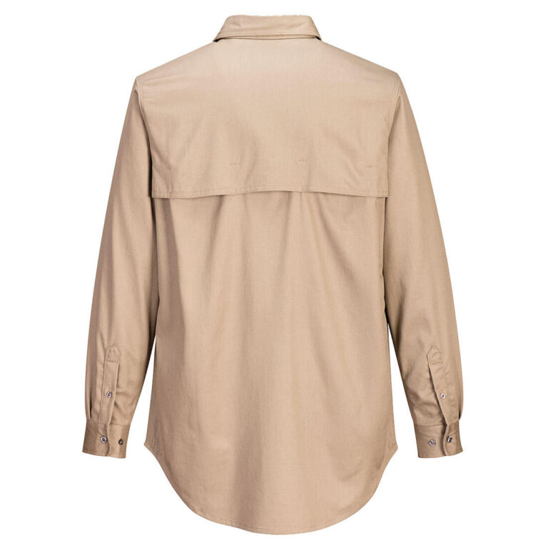 Portwest FR705 Vented Flame Resistant Shirt in Khaki, back view