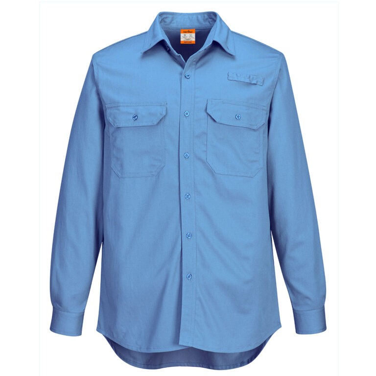 Portwest FR705 Vented Flame Resistant Shirt in Lake Blue, front view