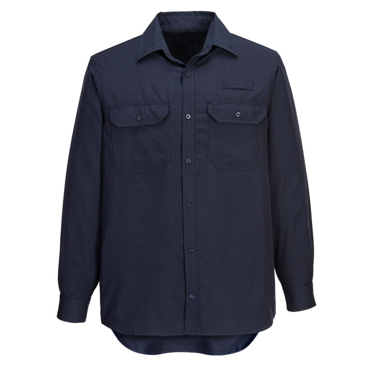 Portwest FR705 Vented Flame Resistant Shirt in Navy, front view