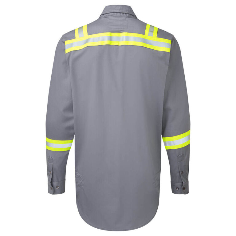 Portwest FR706 Flame Resistant Taped Shirt in Grey, back view