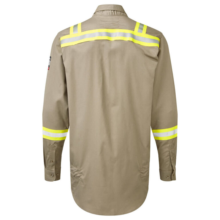 Portwest FR706 Flame Resistant Taped Shirt in Khaki, back view