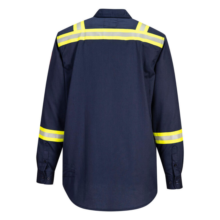Portwest FR706 Flame Resistant Taped Shirt in Navy, back view